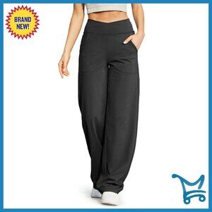 Wide Leg Yoga Pants with Pockets, Stretch Lounge Pants, Petite/Regular/Tall